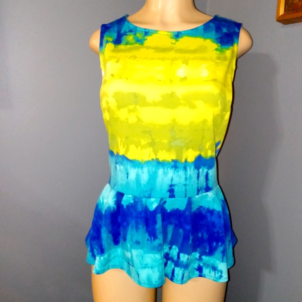 💣WORTHINGTON VIBRANT SLEEVELESS TOP W/ BACK ZIPPER CLOSURE SZ XLG